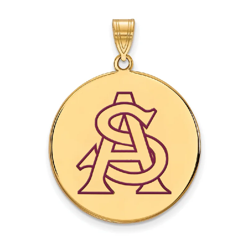 14k Gold Plated Silver Arizona State XL Enamel Disc Pendant