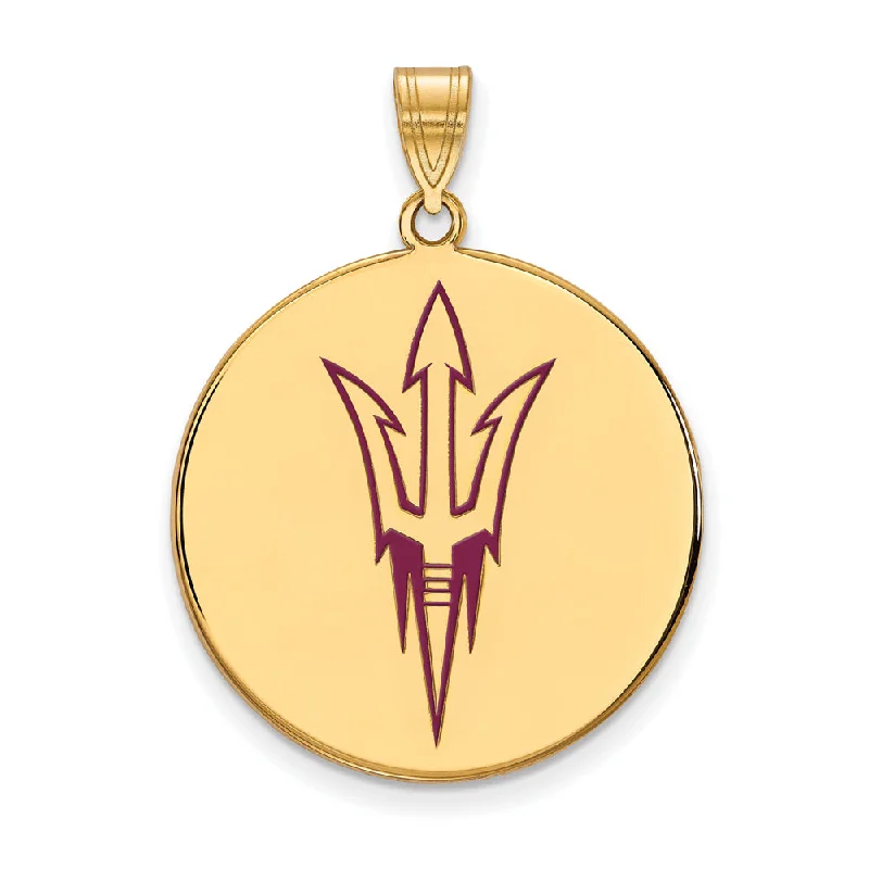 14k Gold Plated Silver Arizona State XL Enamel Logo Disc Pendant