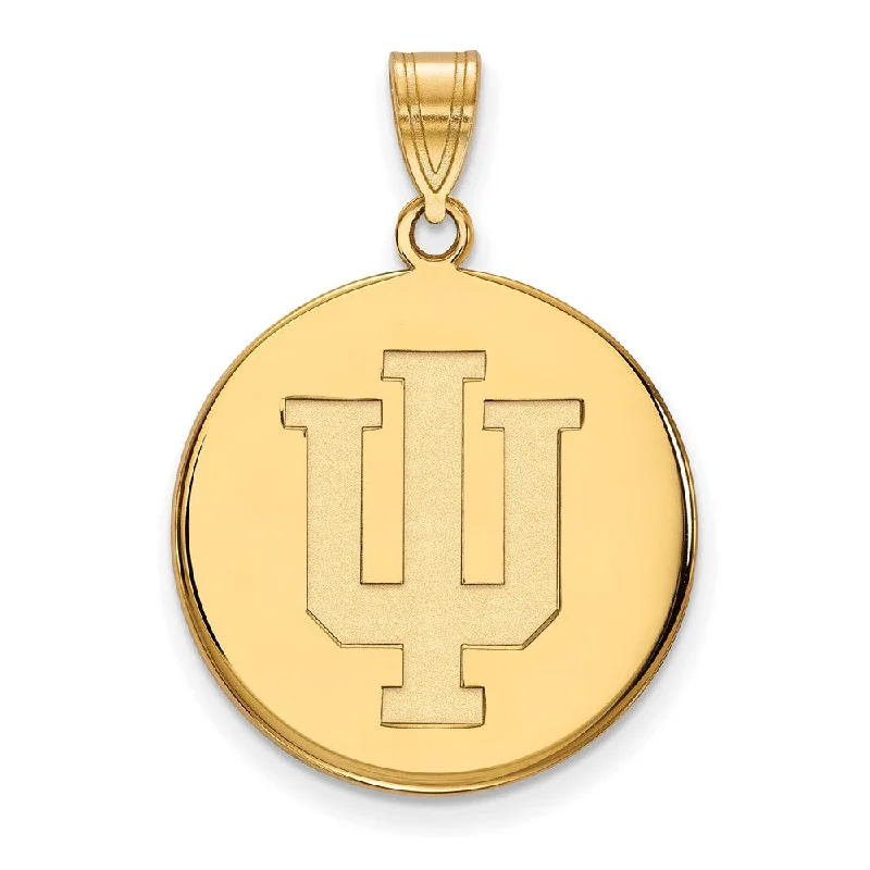 14k Gold Plated Silver Indiana U Large Disc Pendant