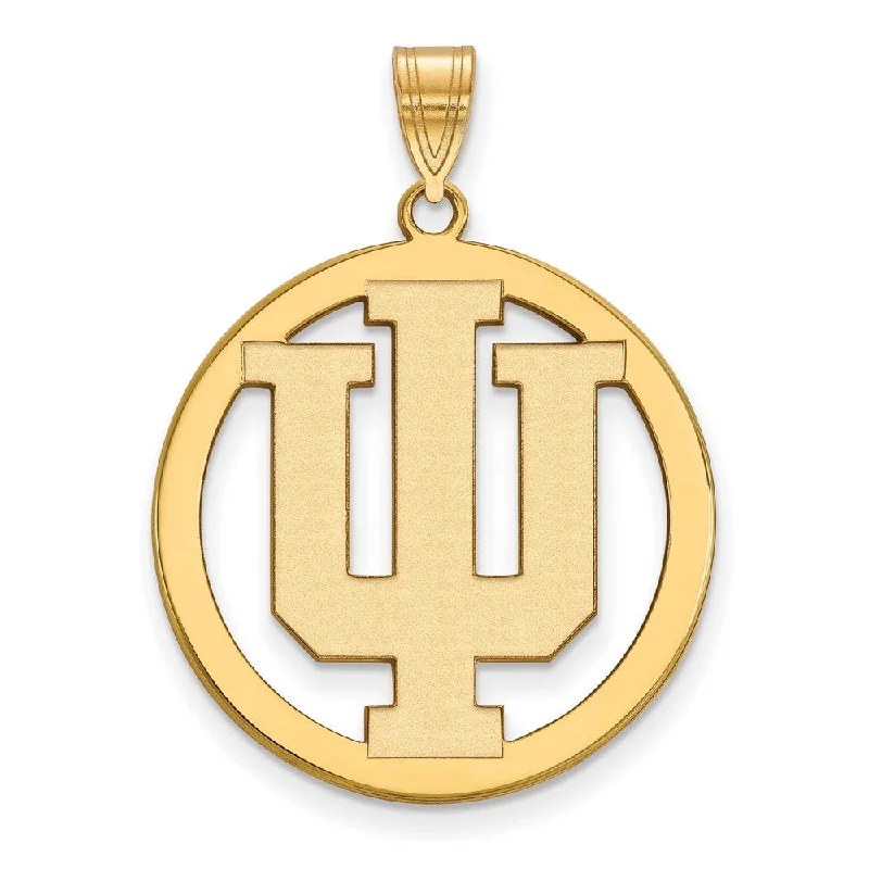 14k Gold Plated Silver Indiana U XL Circle Pendant