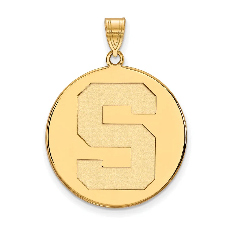 14k Gold Plated Silver Michigan State XL Disc Pendant