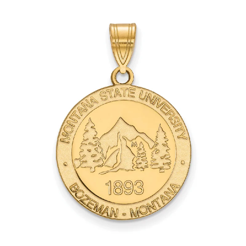 14k Gold Plated Silver Montana State Large Crest Pendant