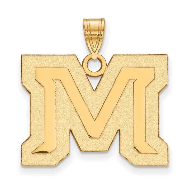 14k Gold Plated Silver Montana State Large 'M' Pendant