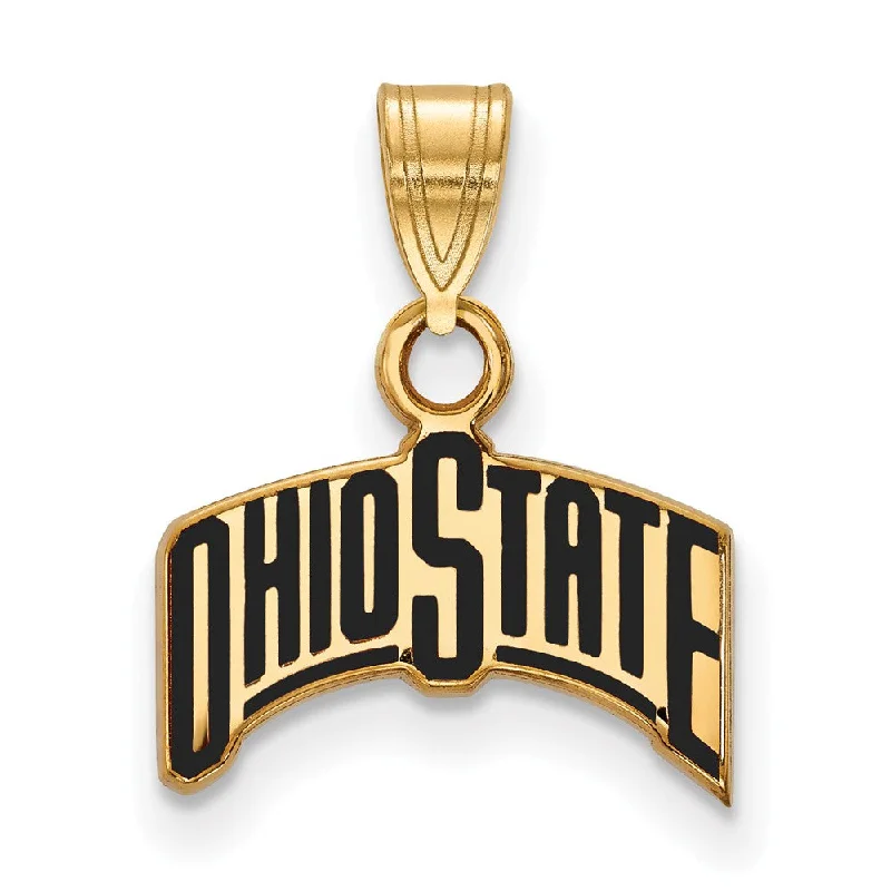 14k Gold Plated Silver Ohio State Small Enamel Pendant