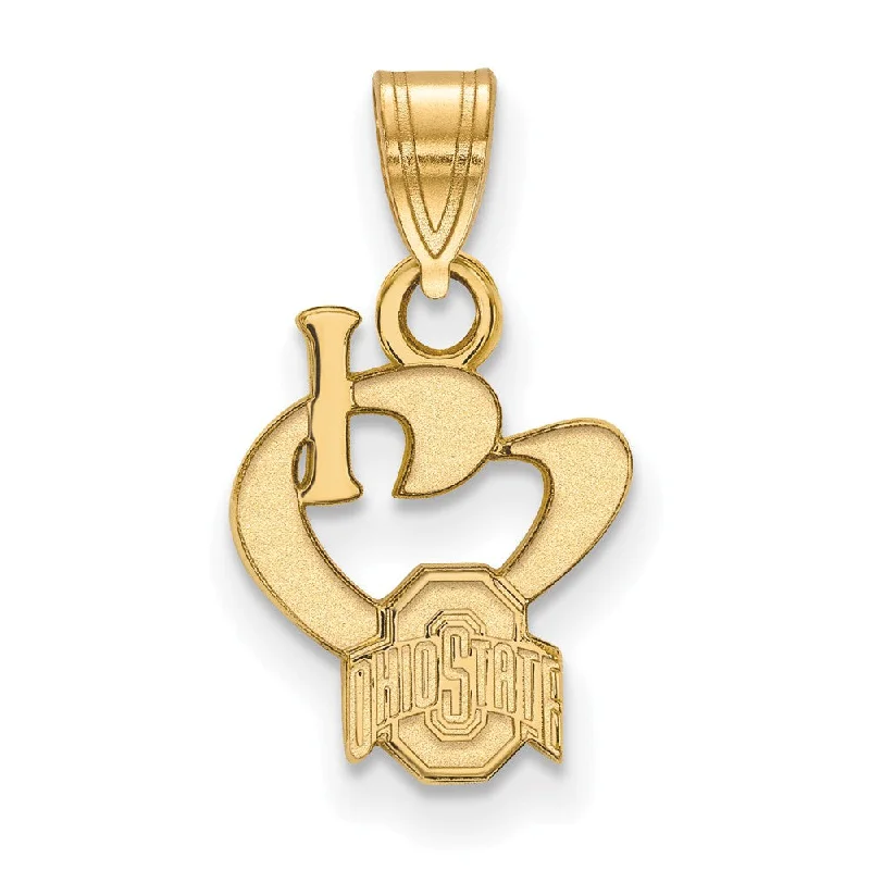 14k Gold Plated Silver Ohio State Small I Love Logo Pendant