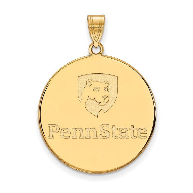 14k Gold Plated Silver Penn State XL Disc Pendant