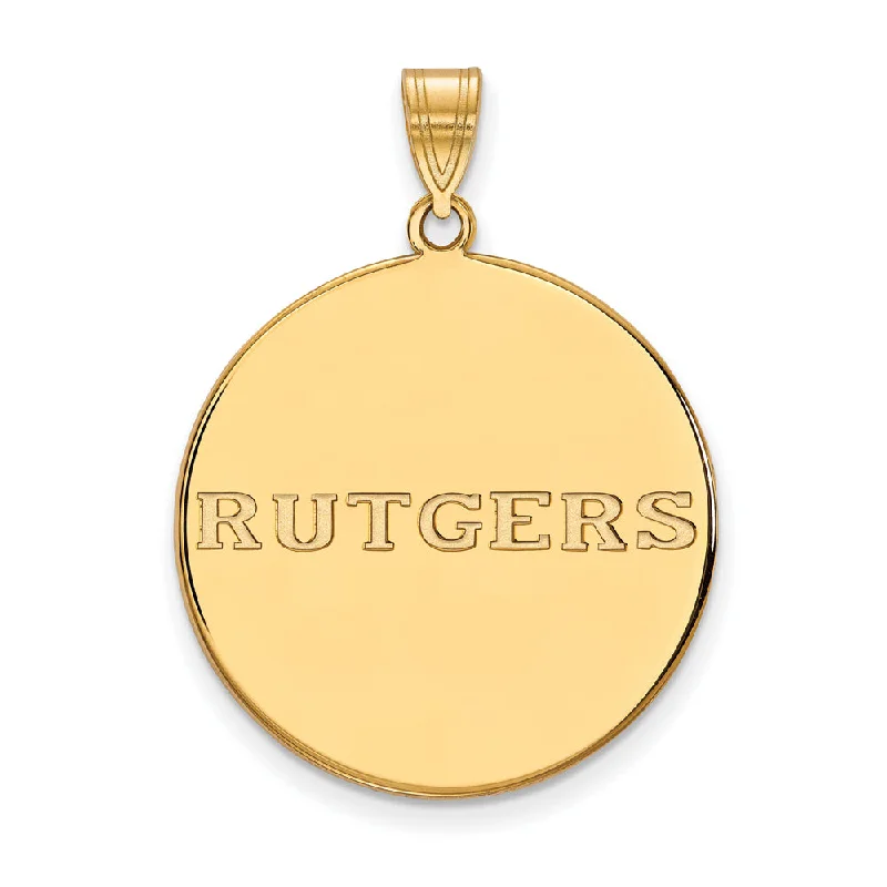 14k Gold Plated Silver Rutgers XL Script Disc Pendant