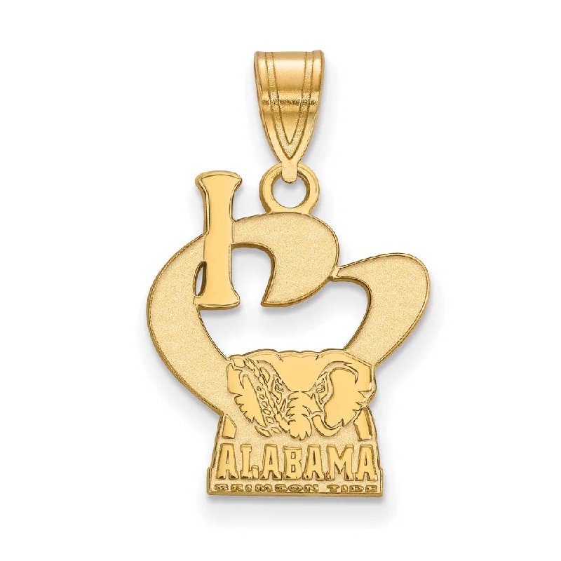 14k Gold Plated Silver U. of Alabama Large I Love Logo Pendant