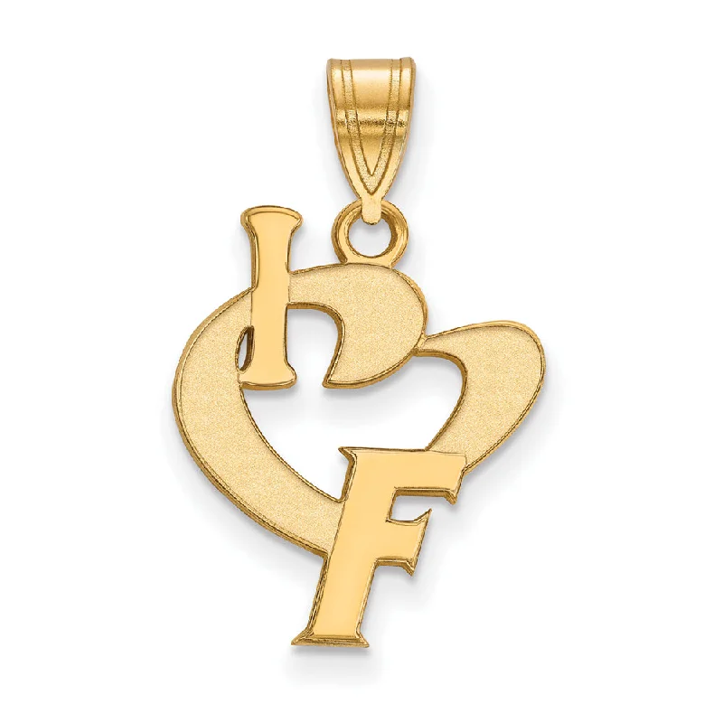 14k Gold Plated Silver U. of Florida Large I Love 'F' Pendant