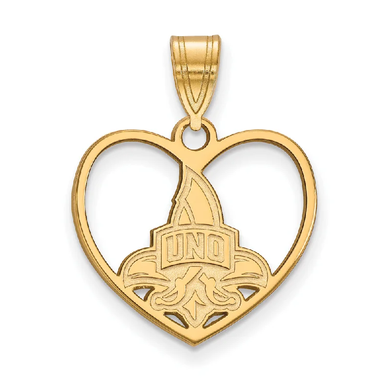 14k Gold Plated Silver U. of New Orleans Heart Pendant