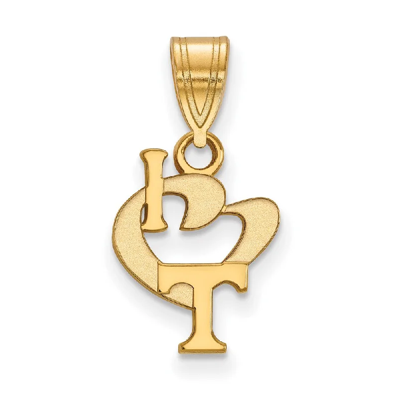 14k Gold Plated Silver U. of Tennessee Small I Love 'T' Logo Pendant