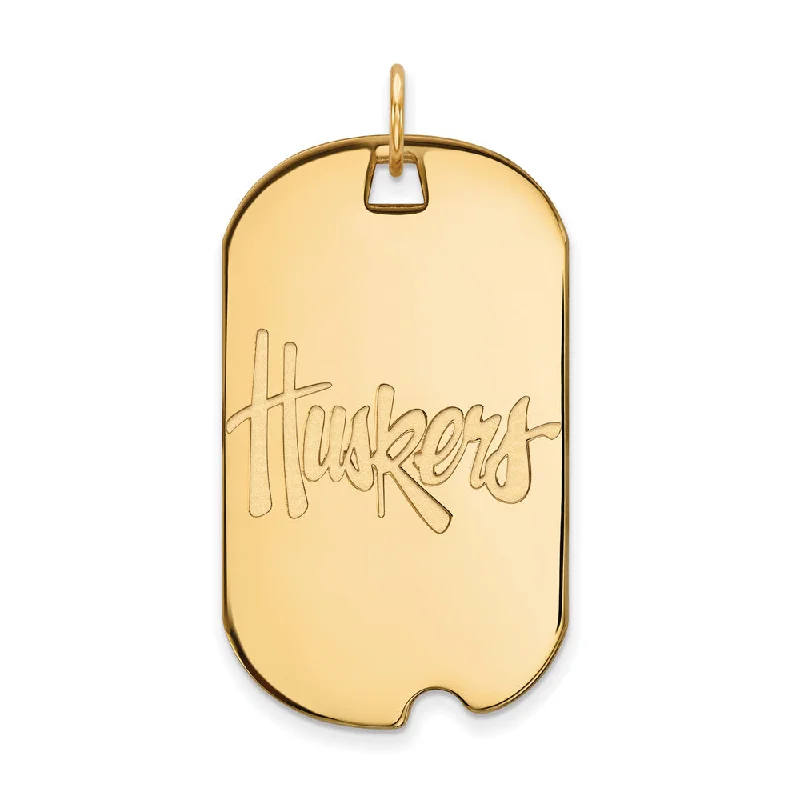 14k Gold Plated Silver Univ. of Nebraska Large Dog Tag Pendant