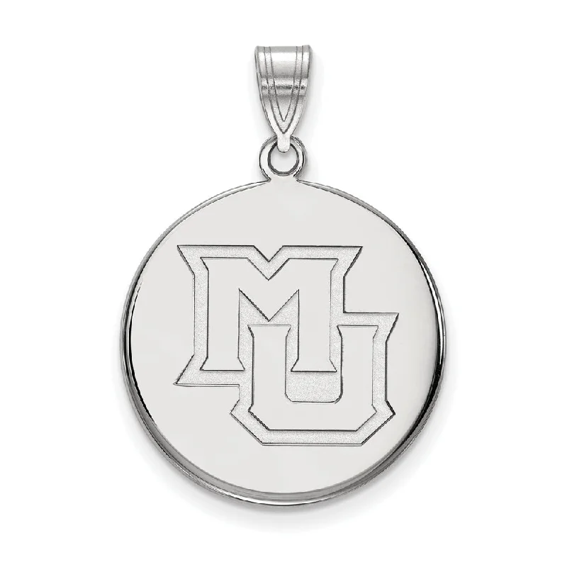 14k White Gold Marquette U Large Disc Pendant