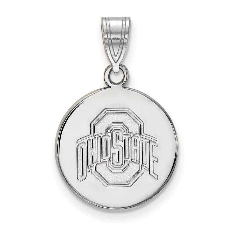 14k White Gold Ohio State Medium Logo Disc Pendant