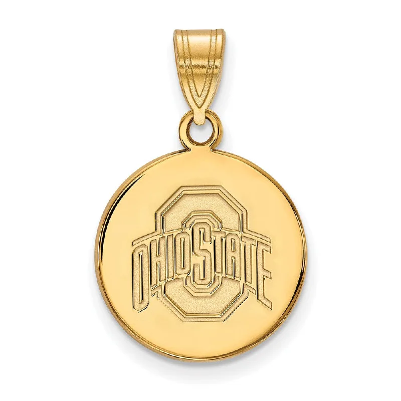 14k Yellow Gold Ohio State Medium Logo Disc Pendant