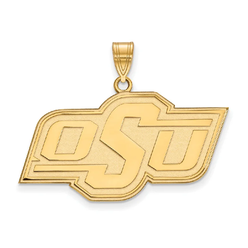 14k Yellow Gold Oklahoma State Large 'OSU' Pendant