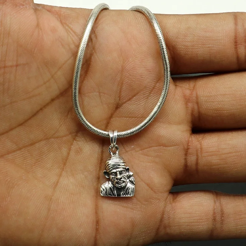 925 sterling silver handmade Indian idol Sai Baba pendant, amazing stylish unisex pendant locket personalized jewelry tribal jewelry ssp498