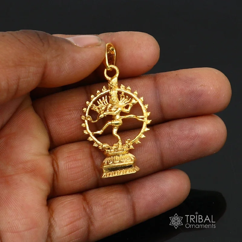 925 sterling silver handmade lord shiva Nataraaj pendant, amazing stylish gold polished pendant locket personalized jewelry nsp615