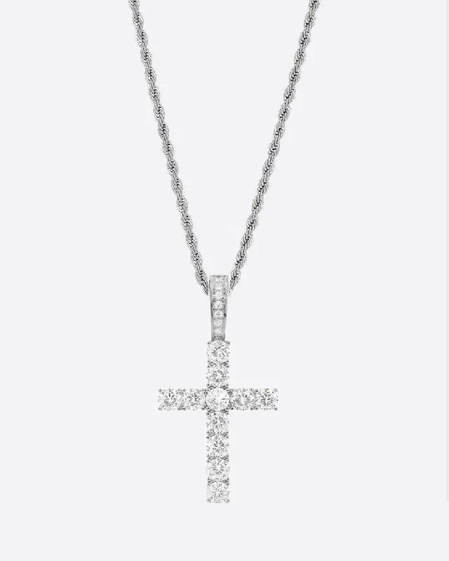 CROSS PIECE PENDANT. - WHITE GOLD