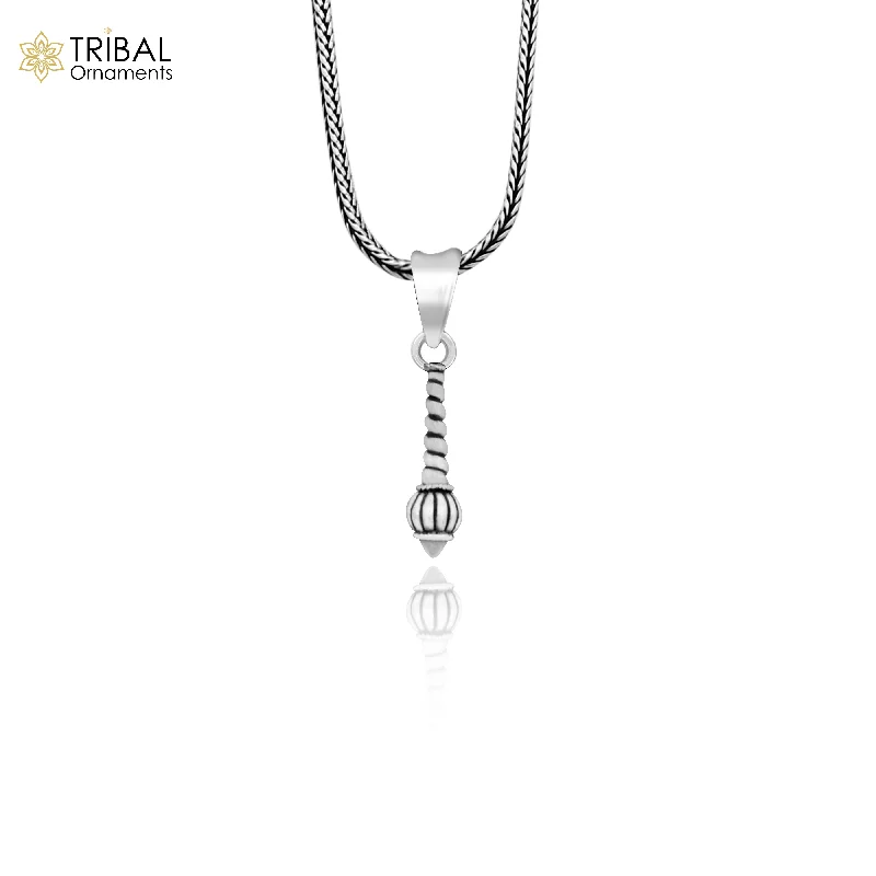 Exclusive design solid 925 sterling silver excellent unique hanuman mace bgota/gada sakha design stylish unisex gifting pendant nsp652