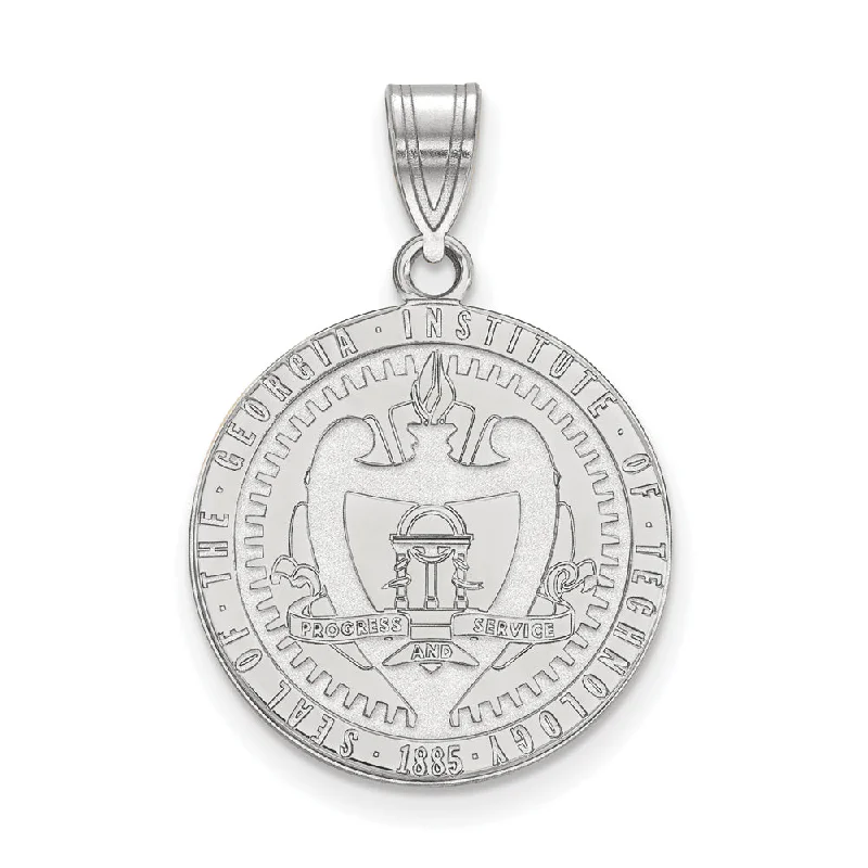 Sterling Silver Georgia Technology Large Crest Pendant