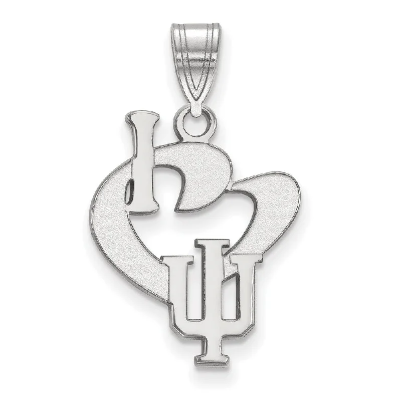 Sterling Silver Indiana U Large I Love Logo Pendant