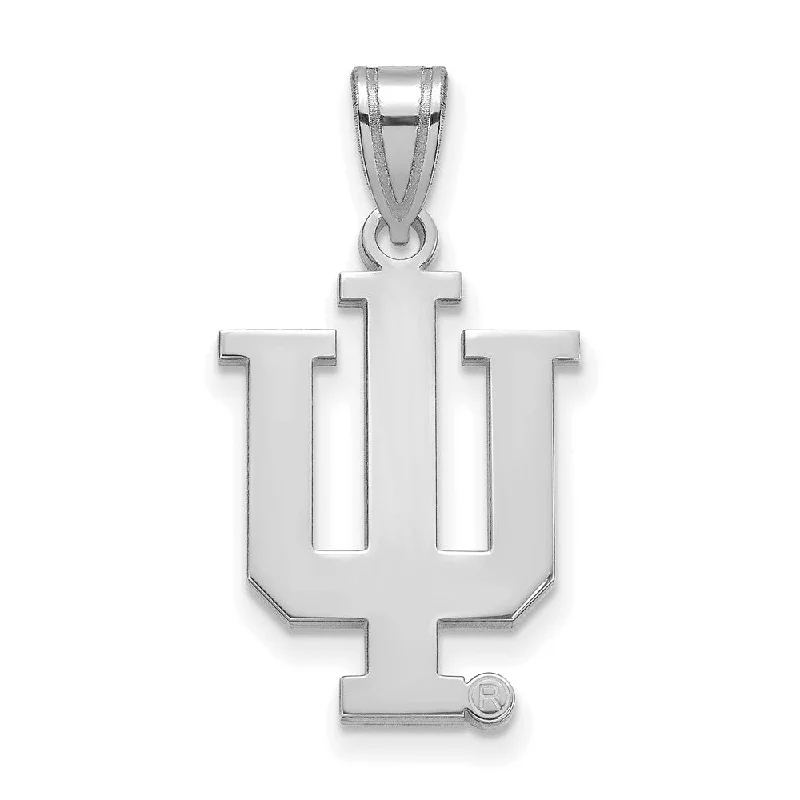 Sterling Silver Indiana U Large 'IU' Pendant