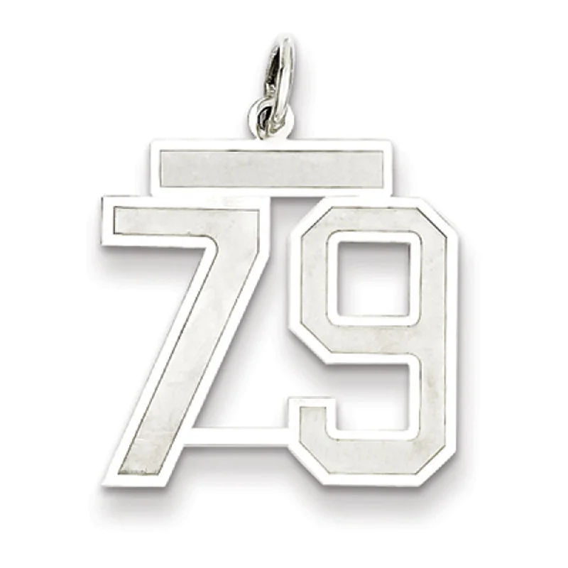 Sterling Silver, Jersey Collection, Medium Number 79 Pendant