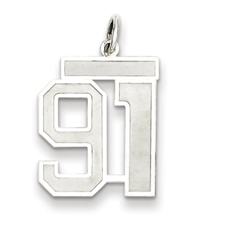 Sterling Silver, Jersey Collection, Medium Number 91 Pendant