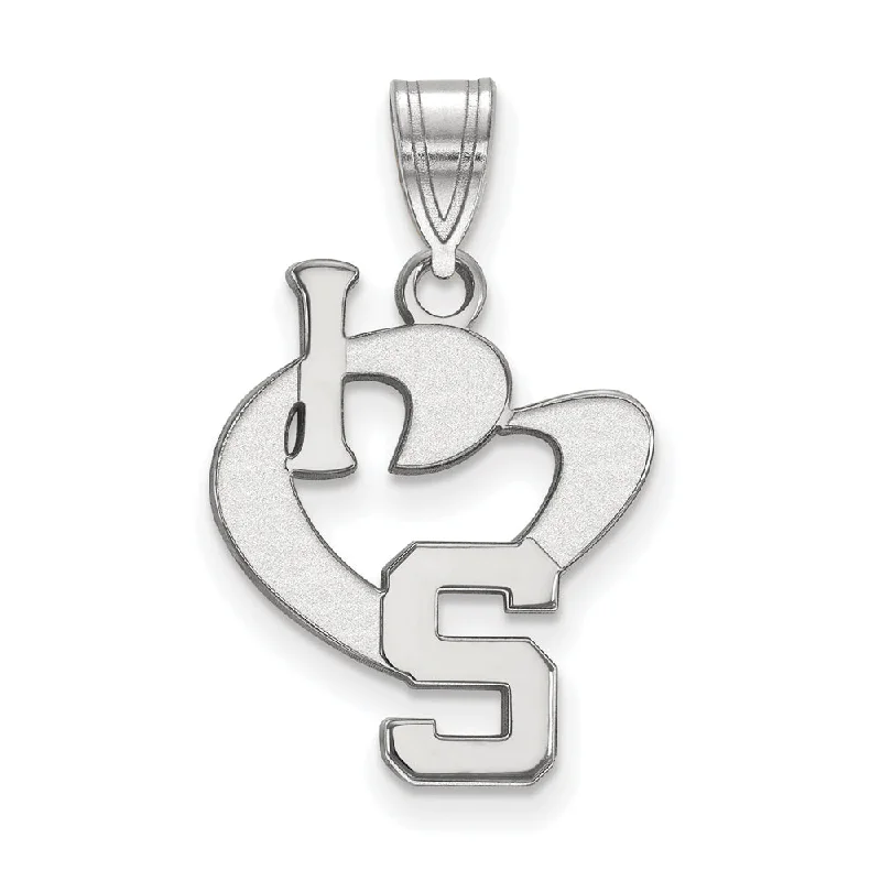 Sterling Silver Michigan State Large I Love Logo Pendant