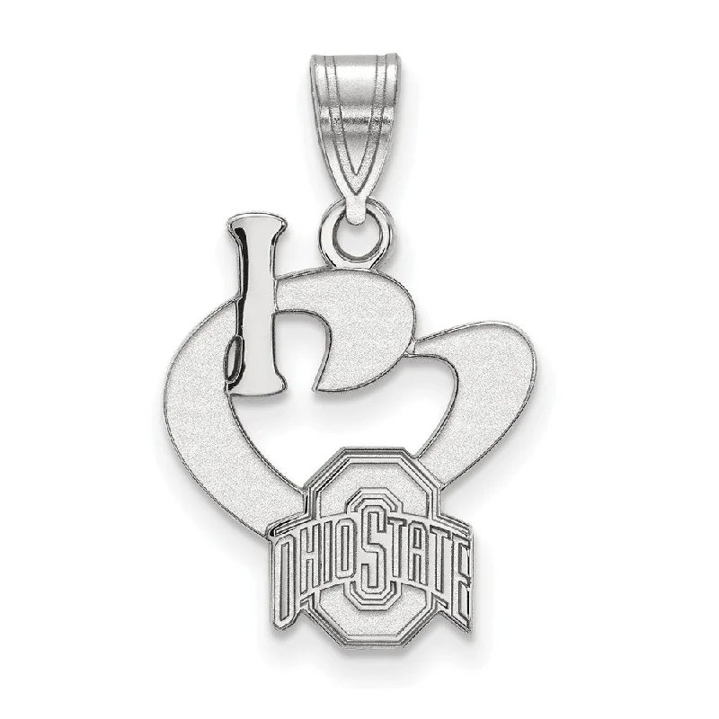 Sterling Silver Ohio State Large I Love Logo Pendant