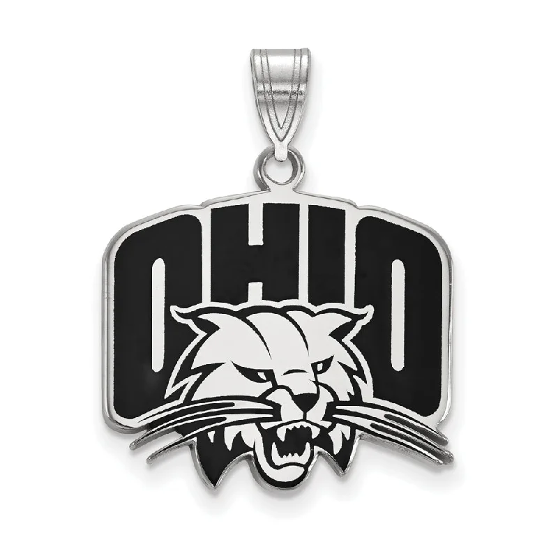 Sterling Silver Ohio U. Large Enamel Logo Pendant