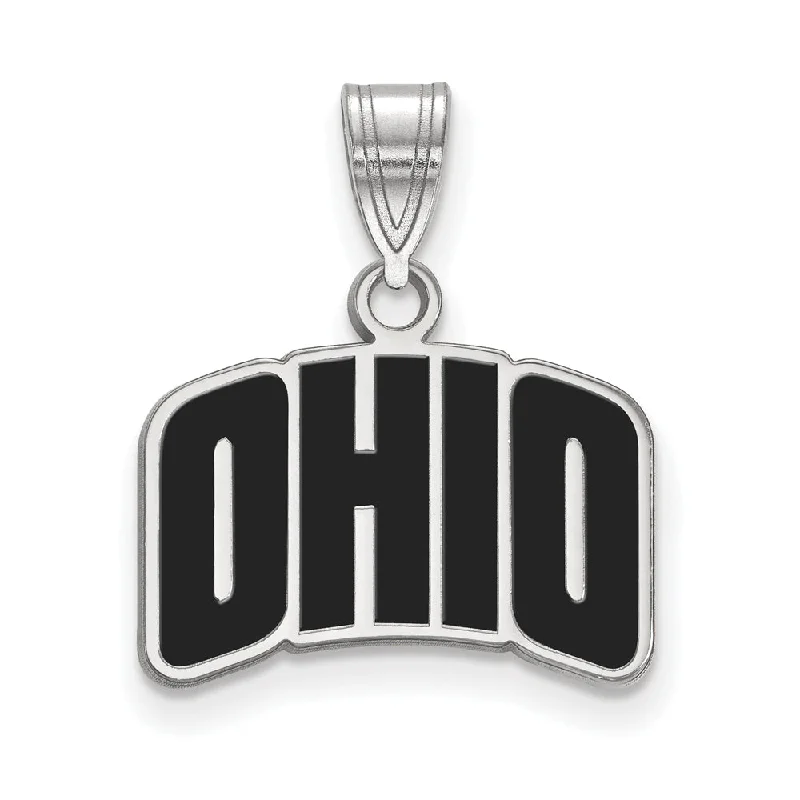 Sterling Silver Ohio U. Small Enamel Pendant