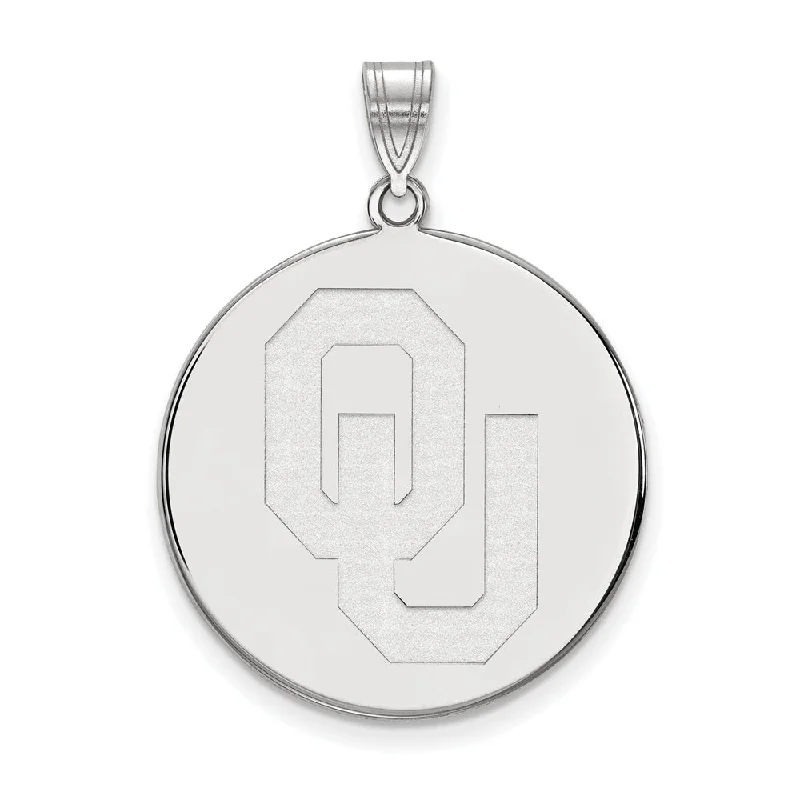 Sterling Silver U. of Oklahoma XL 'OU' Disc Pendant