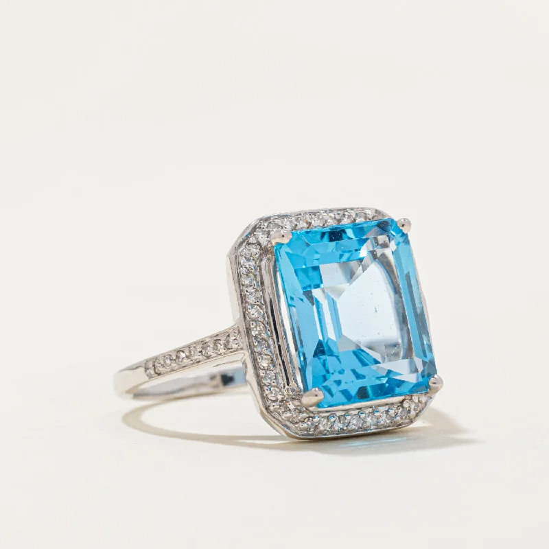 Fashion-Forward Jewelry At Exclusive Discounts Blue Topaz & Diamond Cocktail Ring | 8.03ct, 0.23ctw | SZ 7 |