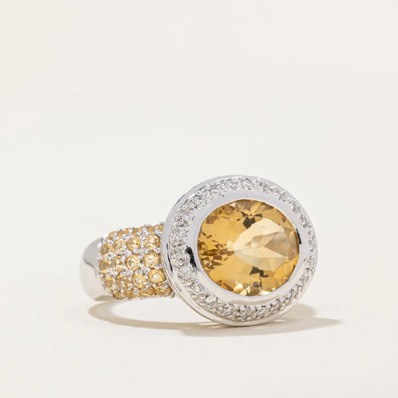 Stunning Statement Jewelry, Unbeatable Discounts Citrine & Diamond Cocktail Ring | 5.31ctw, 0.22ctw | SZ 6.25 |