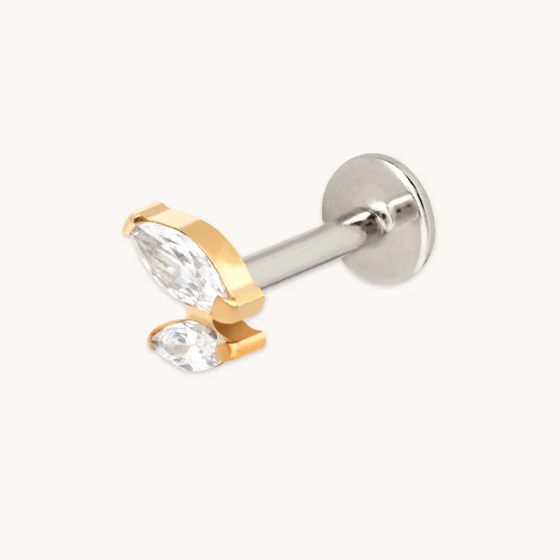 Affordable Elegance – Special Jewelry Sale Now Live Crystal Double Marquise Titanium Piercing Stud in Gold