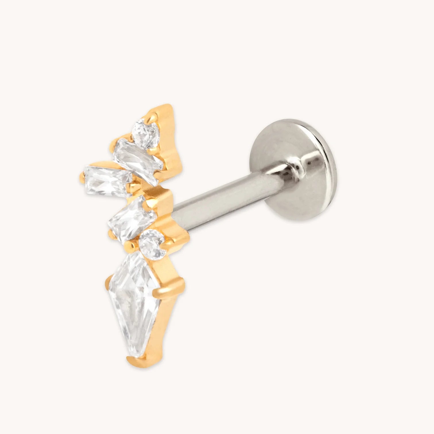 Don't Miss These Dazzling Jewelry Discounts Crystal Marquise Cluster Titanium Piercing Stud in Gold