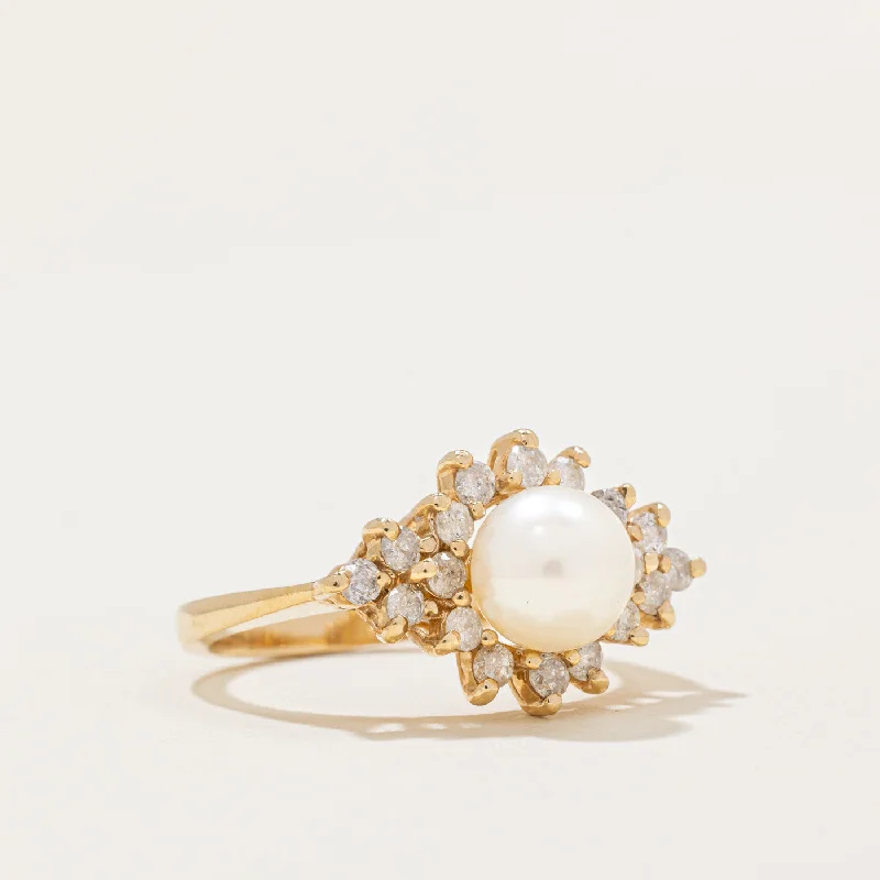 Breathtaking Jewelry At Limited-Time Savings Cultured Pearl & Diamond Cocktail Ring | 0.54ctw | SZ 6.25 |