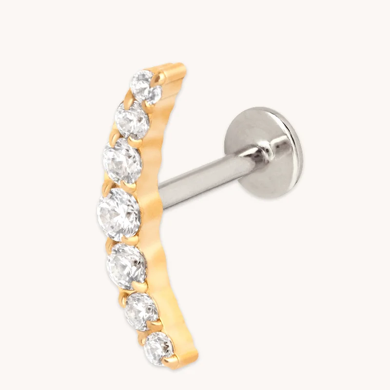 Sparkle More For Less – Jewelry Sale Happening Now Curved Crystal Titanium Piercing Stud in Gold