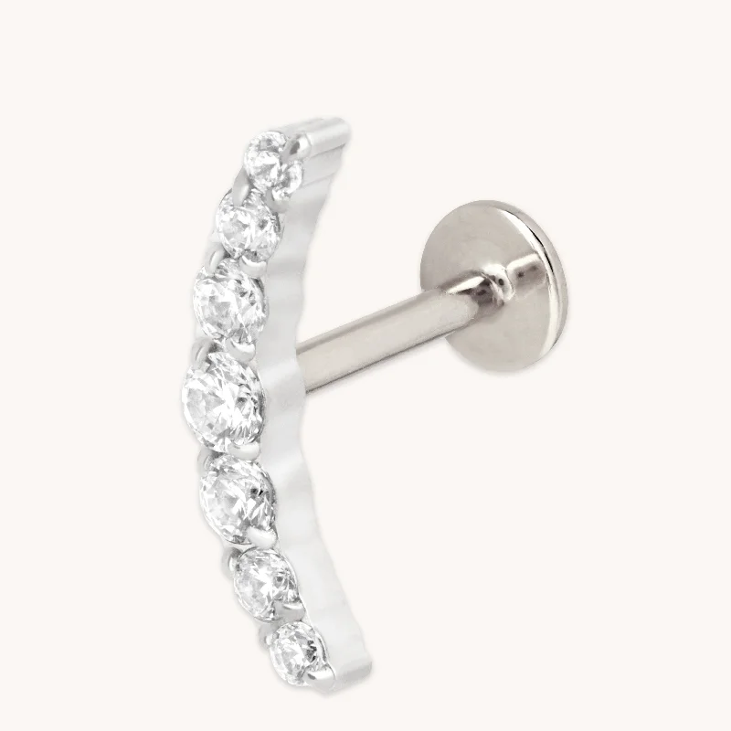 Shop Fine Jewelry With Exclusive Savings Curved Crystal Titanium Piercing Stud in Platinum