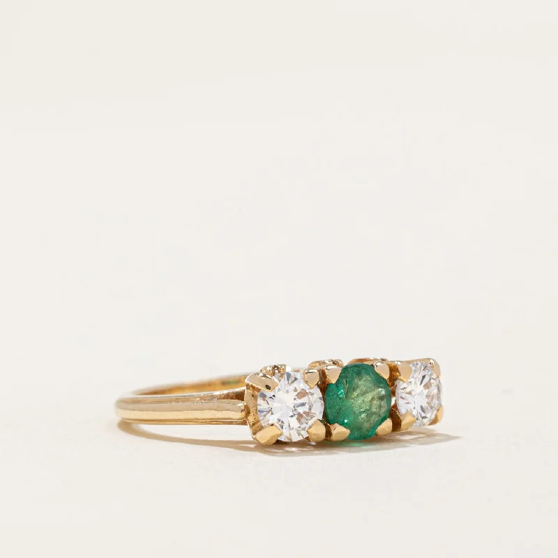 Jewelry Deals That Outshine The Rest Diamond & Emerald Three Stone Ring | 0.44ctw, 0.31ct | SZ 3.5 |