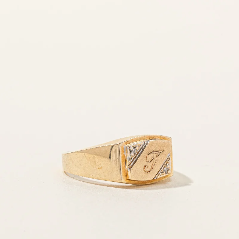 Seasonal Jewelry Deals – Elevate Your Style Diamond Signet "T" Ring | 0.02ctw | SZ 9.5 |