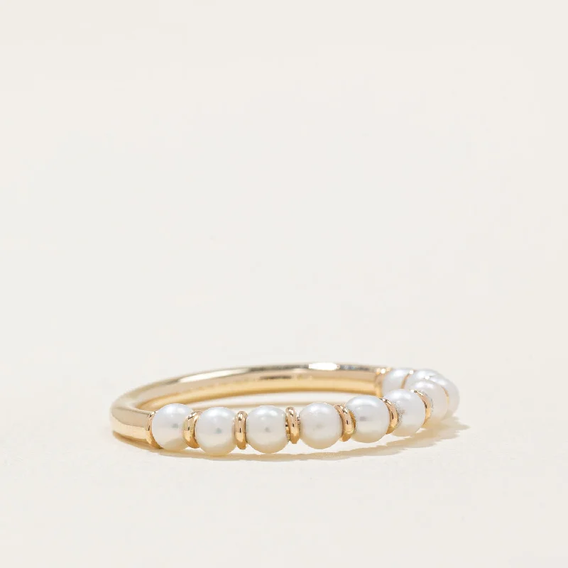 Your Dream Jewelry At Dream Prices '100 Ways' Freshwater Pearl Semi Eternity Ring | SZ 6.75 |