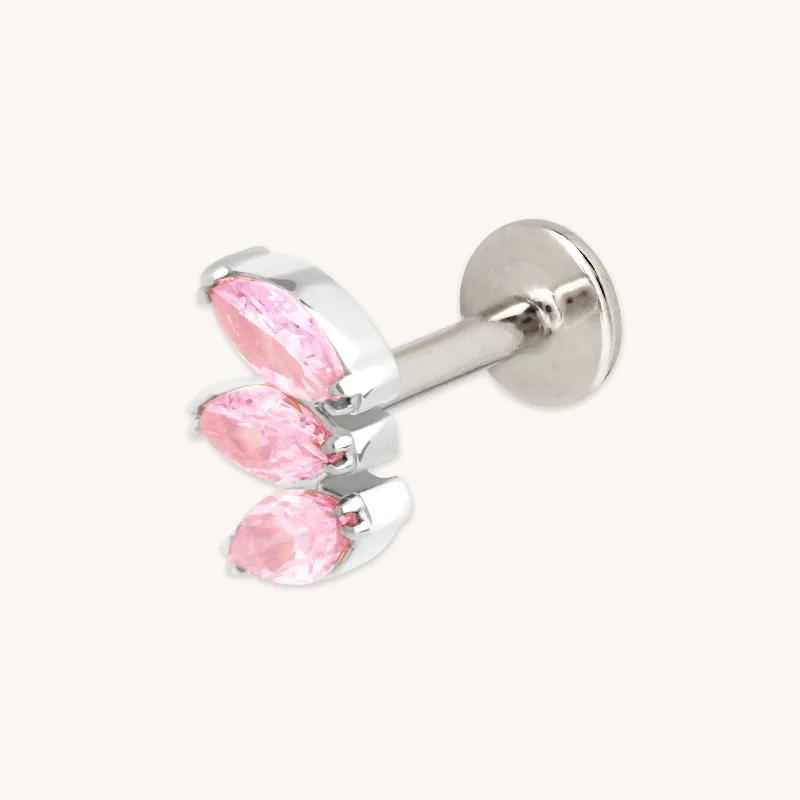 High-End Jewelry, Now More Affordable Than Ever Pink Marquise Fan Titanium Piercing Stud in Platinum