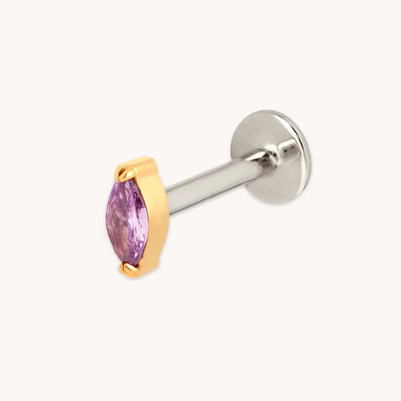 Flash Jewelry Sale – Get Stunning Pieces At Low Prices Purple Marquise Titanium Piercing Stud in Gold