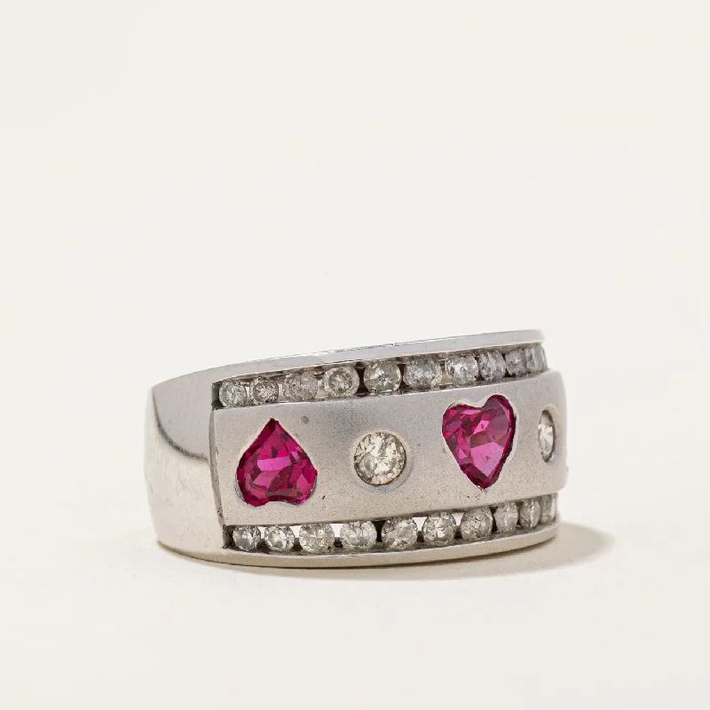 Shop Handcrafted Jewelry At Special Promotional Rates Lab Grown Ruby & Natural Diamond Heart Ring | 0.94ctw | SZ 7 |