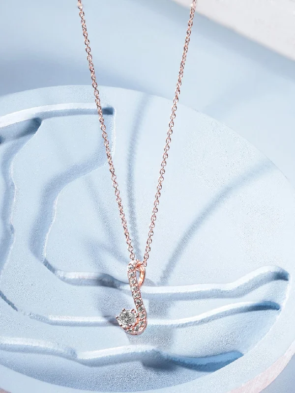 The Perfect Jewelry Piece At The Perfect Discount Rubans 925 Silver 18K Rose Gold Minimal Zirconia Pendant Necklace Set