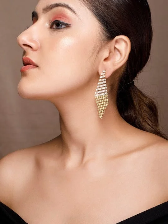 Celebrate With Sparkle – Jewelry Sale Now Live TOKYO TALKIES X Rubans 18K Gold Plated Zirconia Studded Gold Beaded Patterned Dangle Earrings