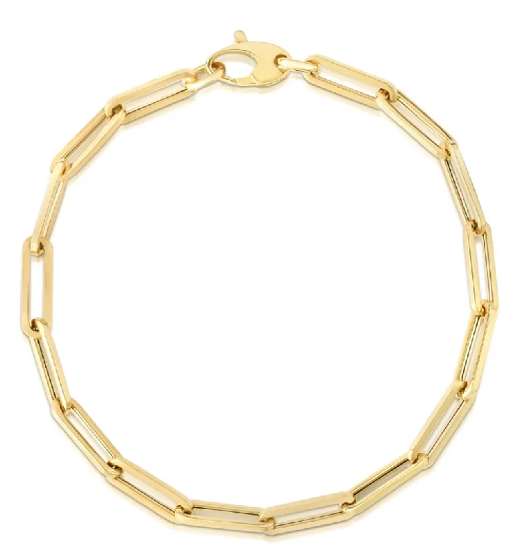 14K Yellow Gold Paperclip Chain Bracelet